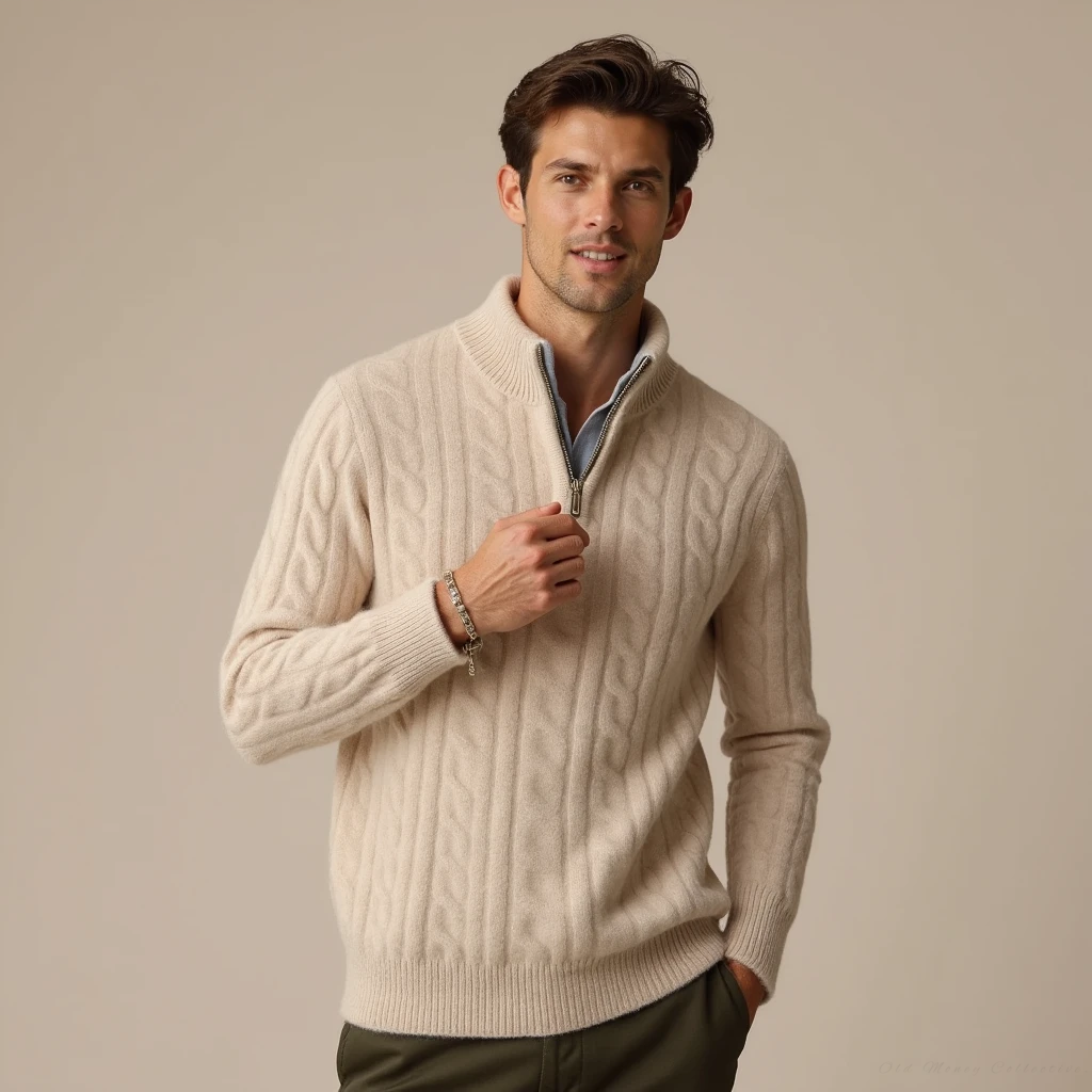 Pullover Aspen in Cashmere con Mezza Zip