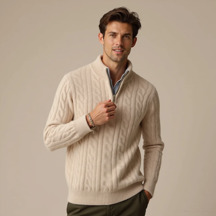 Pullover Aspen in Cashmere con Mezza Zip
