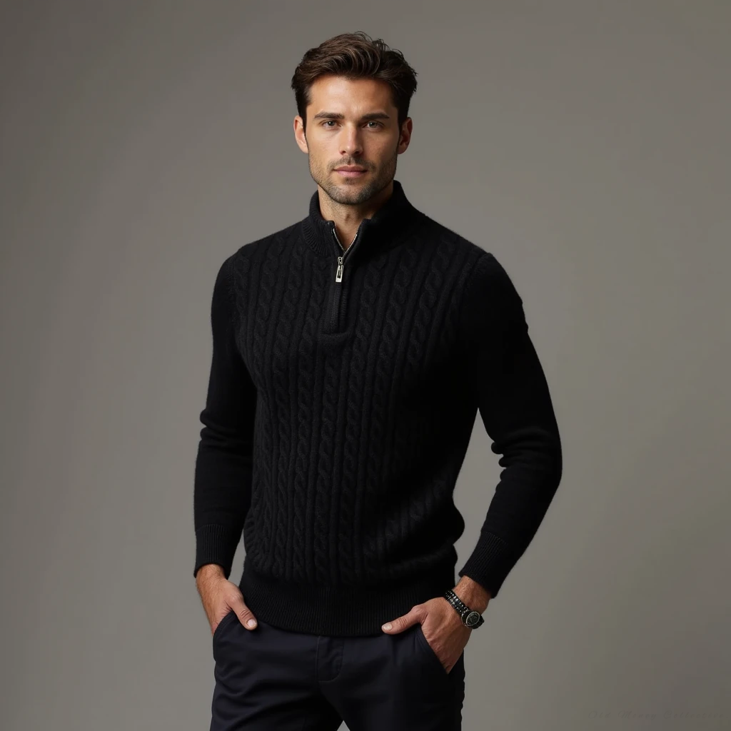 Pullover Aspen in Cashmere con Mezza Zip