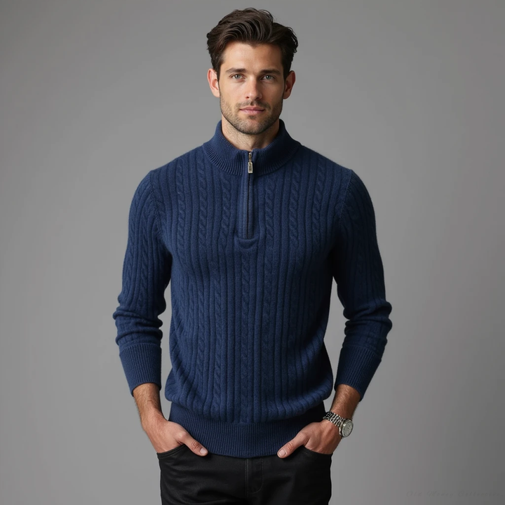 Pullover Aspen in Cashmere con Mezza Zip