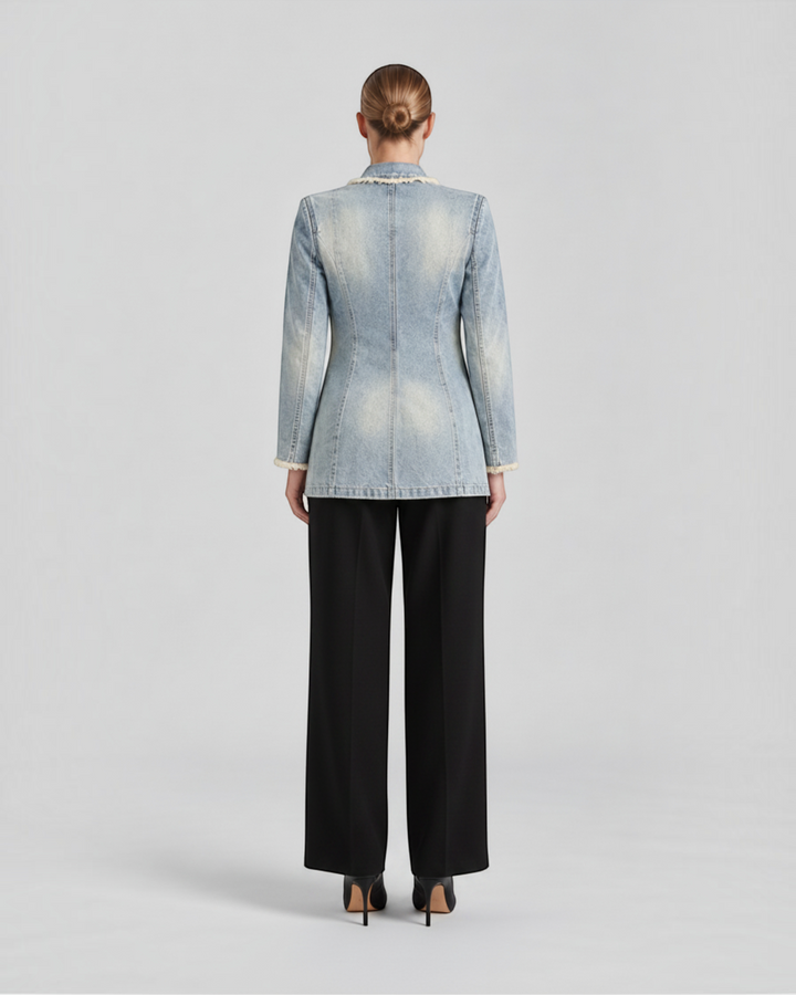 ANNA – Blazer oversize con bordi sfrangiati