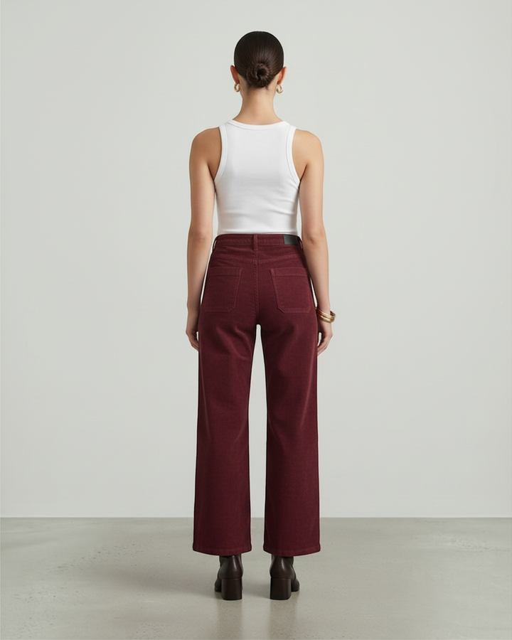 EVELINA – Pantaloni a vita alta in velluto a coste
