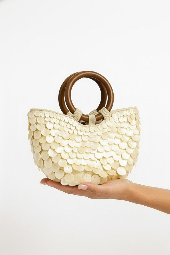 ENZA - Mini borsa a mano con manici in legno