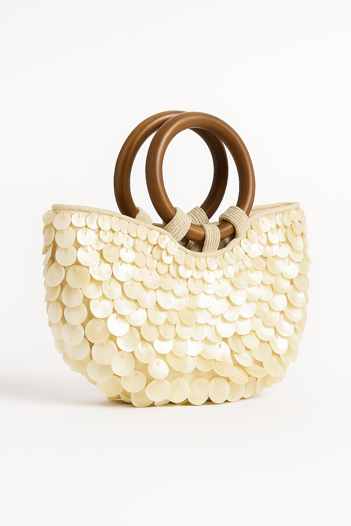 ENZA - Mini borsa a mano con manici in legno