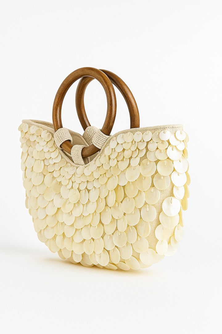 ENZA - Mini borsa a mano con manici in legno