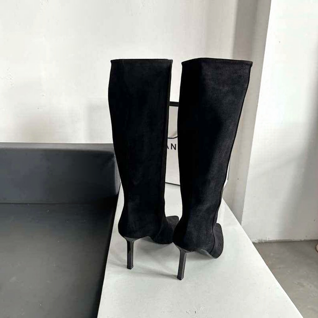 Violante – Stivali al ginocchio con tacco a spillo in nero, vista posteriore | Luna Moda