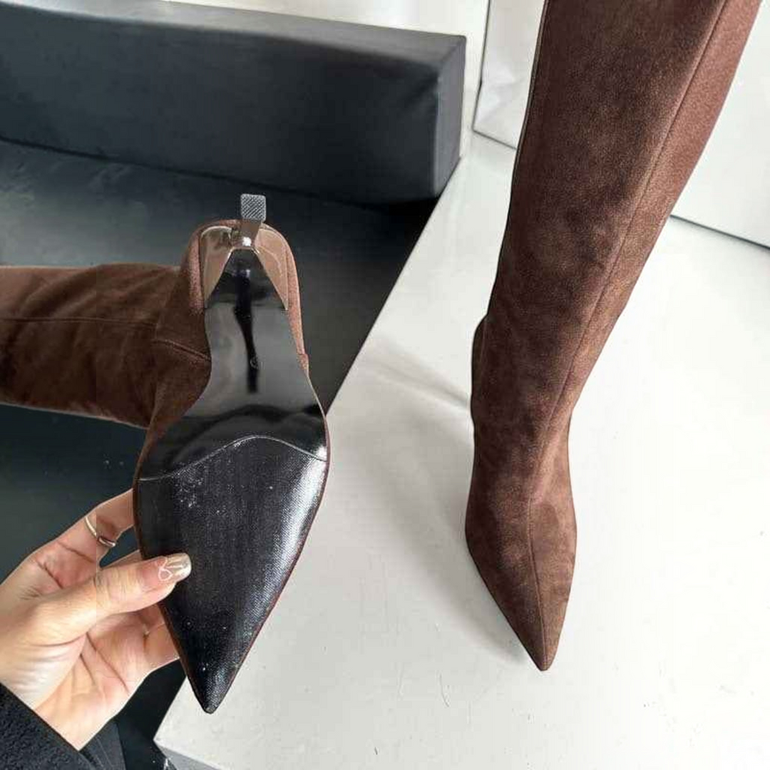Violante – Stivali al ginocchio con tacco a spillo in marrone | Luna Moda