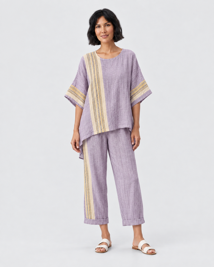 LORENA – Completo estivo lavanda a righe