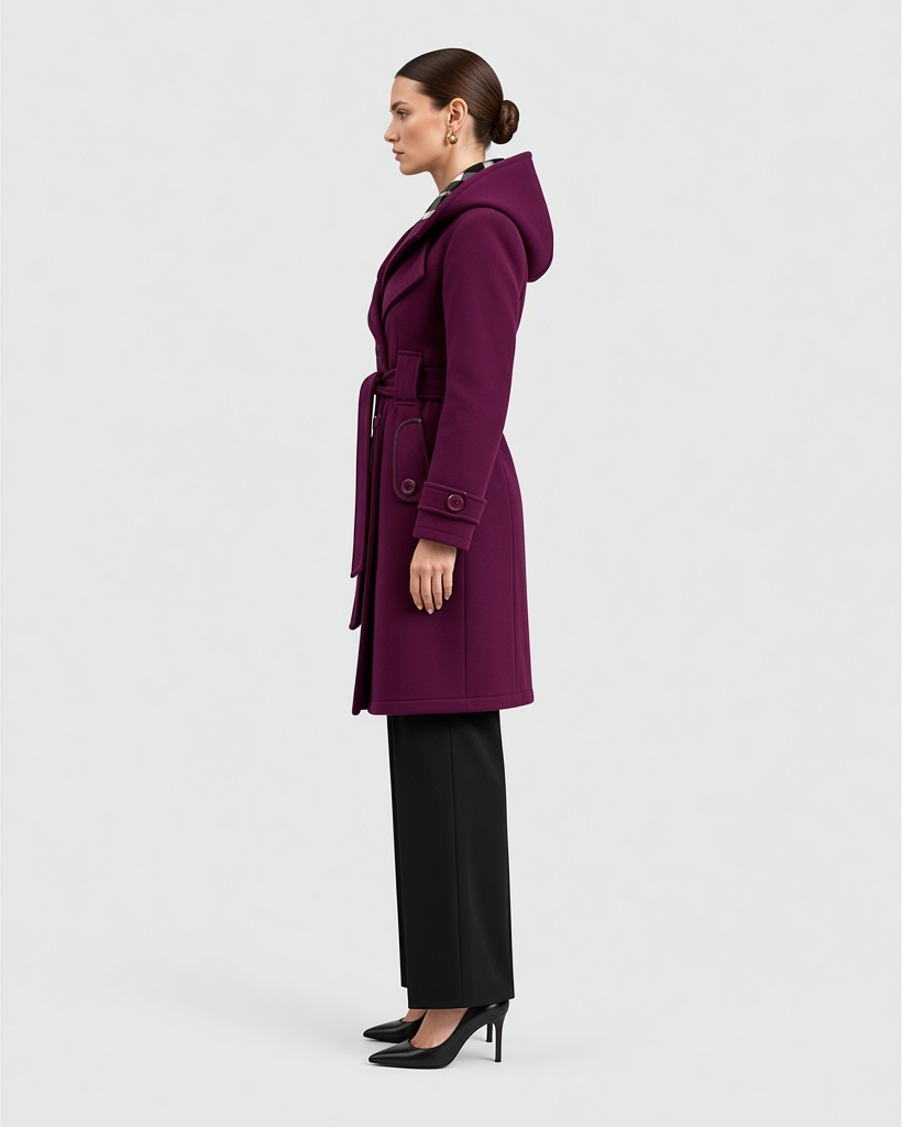 EVELINA – Cappotto con cappuccio e cintura