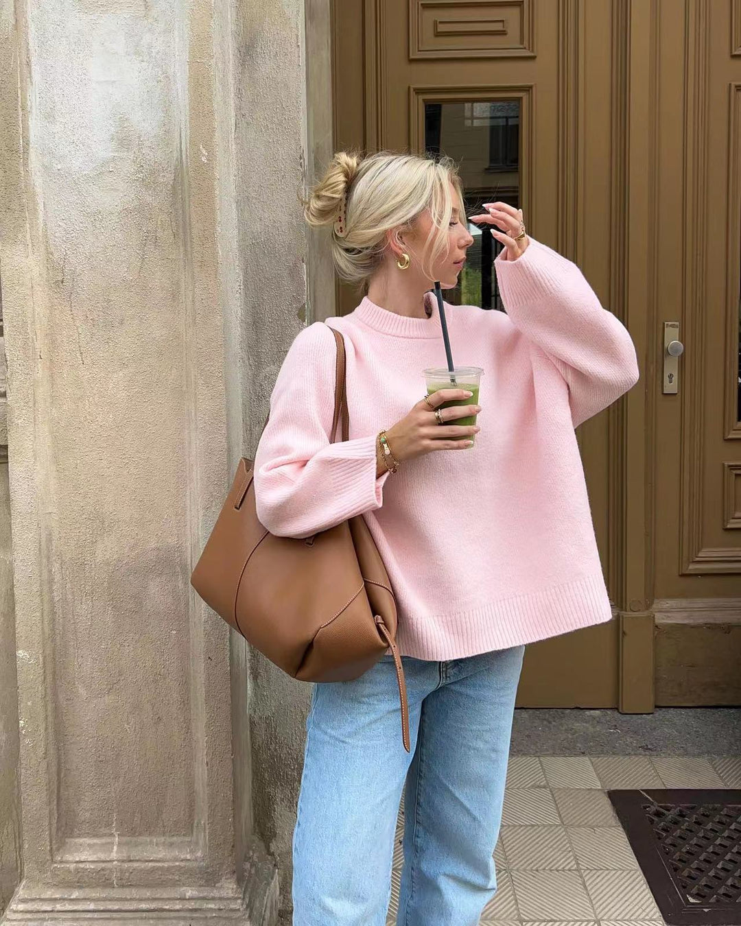 Maglione oversize ultra-morbido rosa pastello