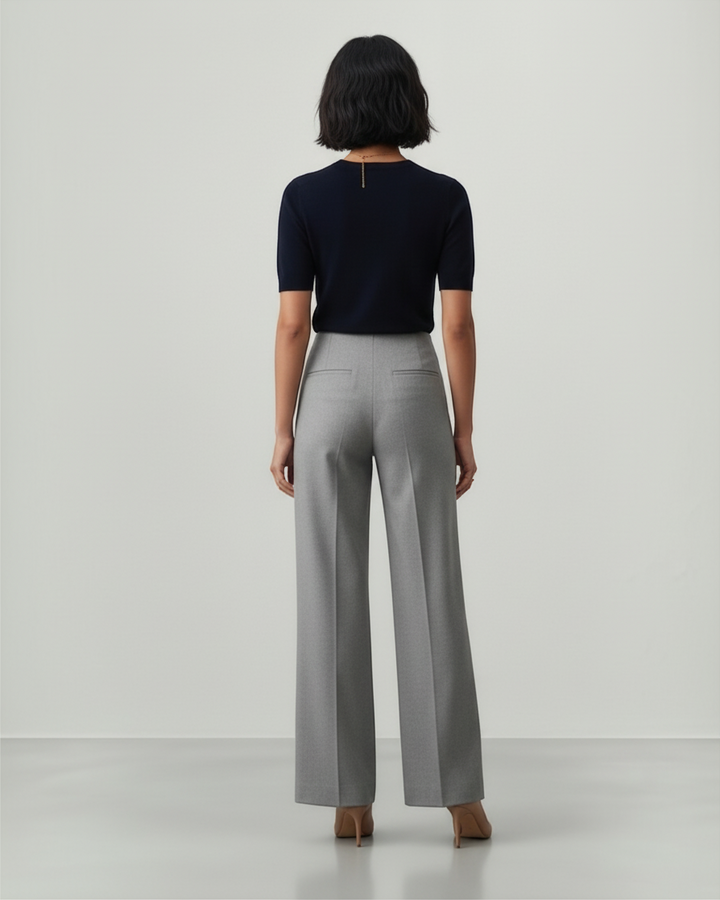 GIOVANNA – Pantaloni sartoriali a vita alta con pieghe frontali