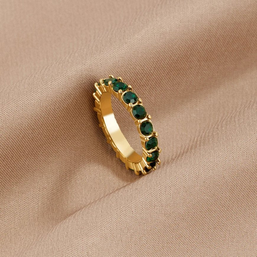 Anello in Cristallo 18K Smeraldo