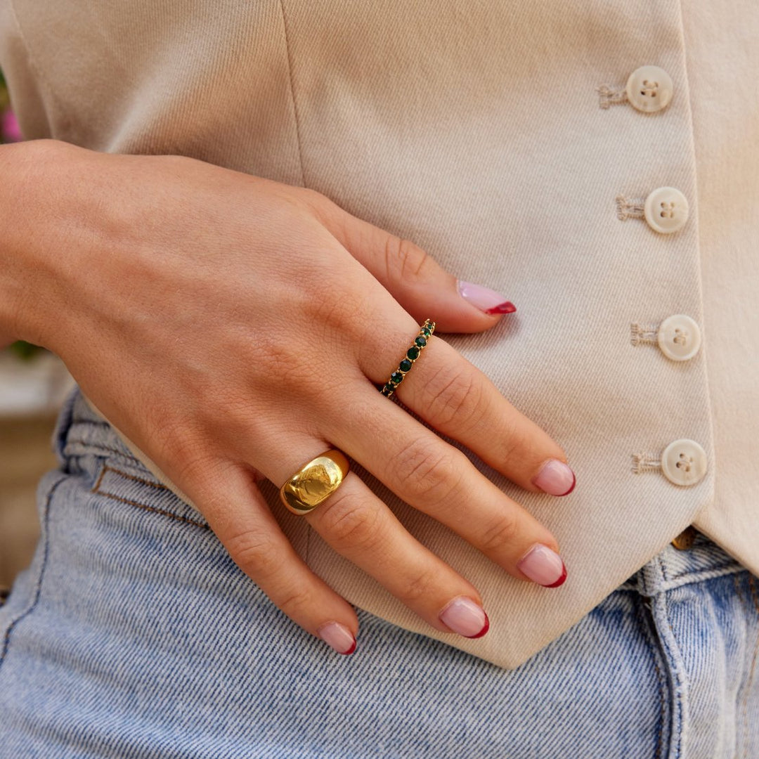 Anello in Cristallo 18K Smeraldo