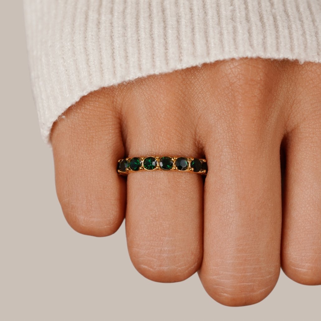 Anello in Cristallo 18K Smeraldo