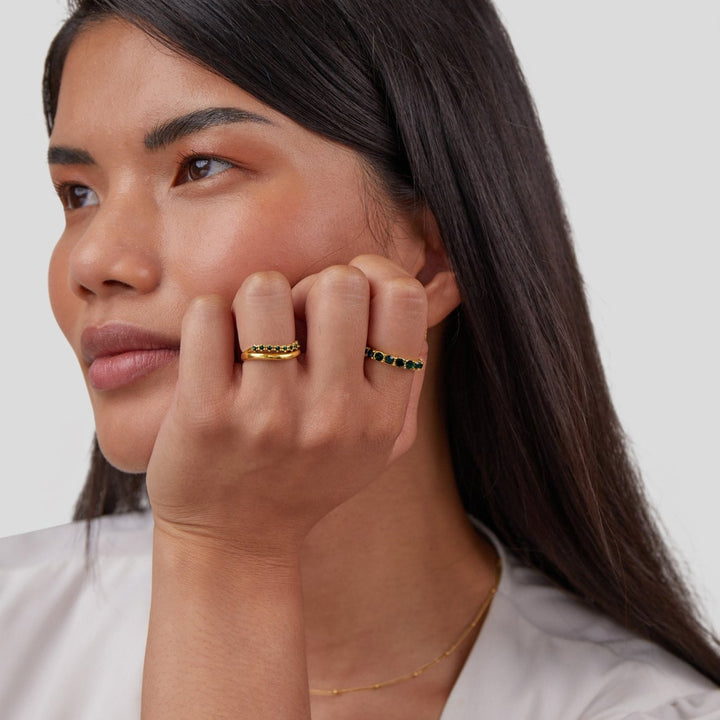 Anello in Cristallo 18K Smeraldo