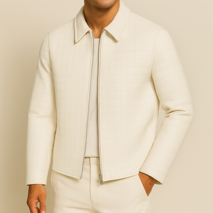 Giacca in Pelle con Stampa Crocodile