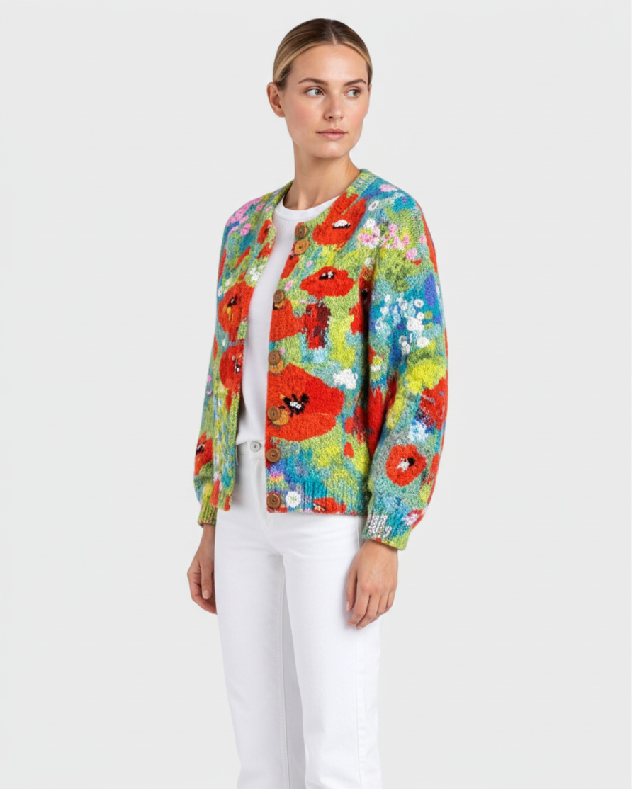 LICIA – Cardigan floreale rosso