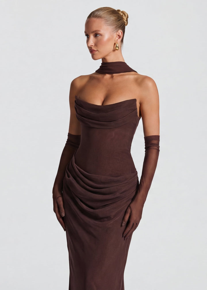 Abito maxi drappeggiato modellante