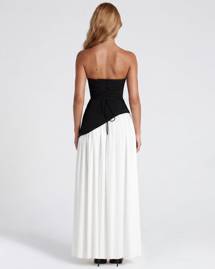 Aura – abito maxi con corsetto e spacco alto
