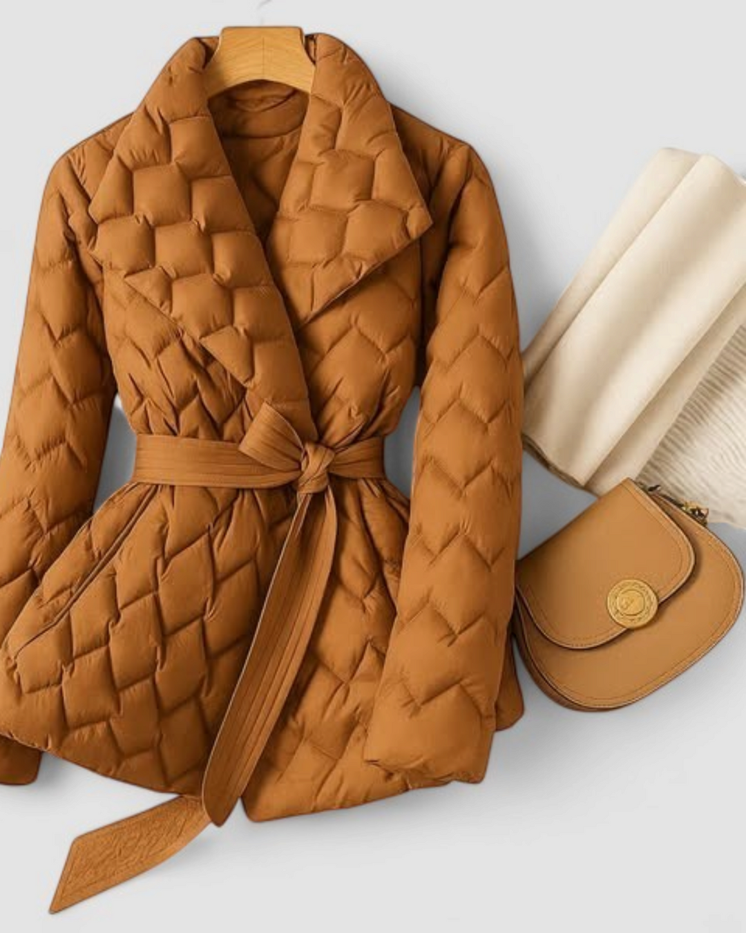 SERENA, giacca trapuntata con cintura – Luna Moda
