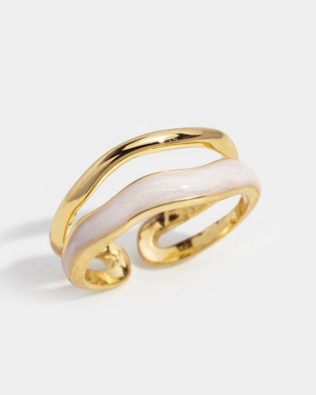 Sara – Anello a strati dorato, dettaglio | Luna Moda