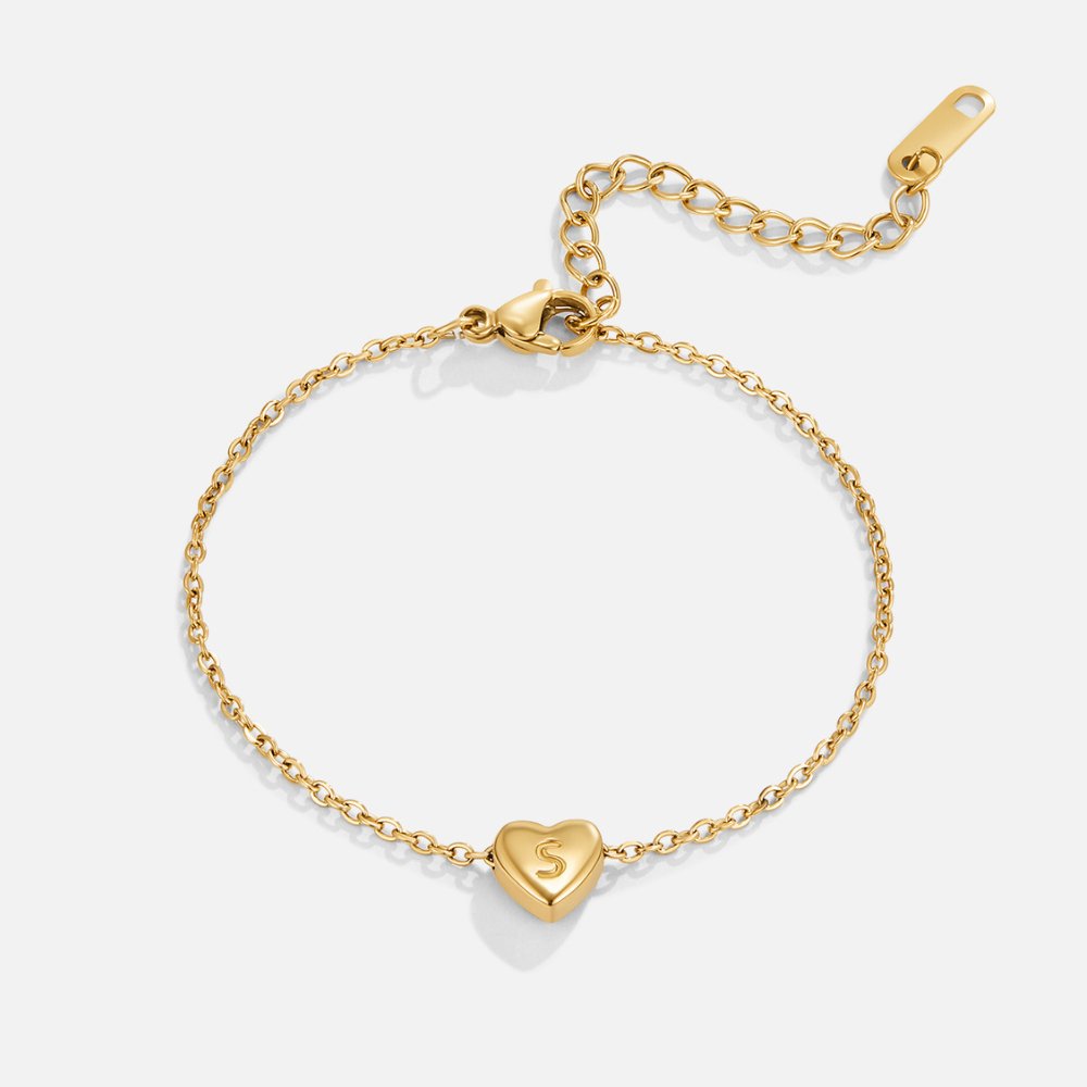 Braccialetto a forma di cuore con lettera