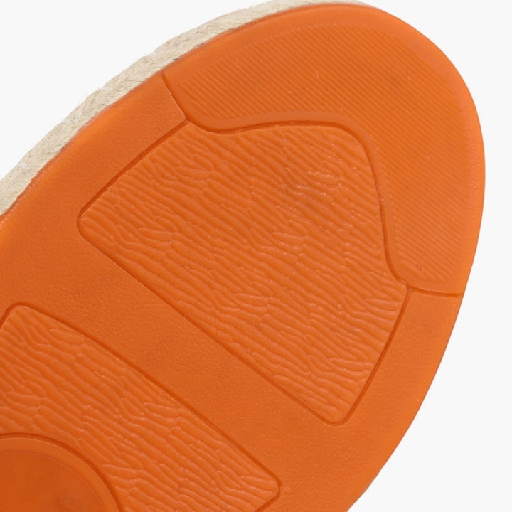 Luna Moda ALAN espadrilles featuring a bright orange textured rubber sole with a natural rope trim detail