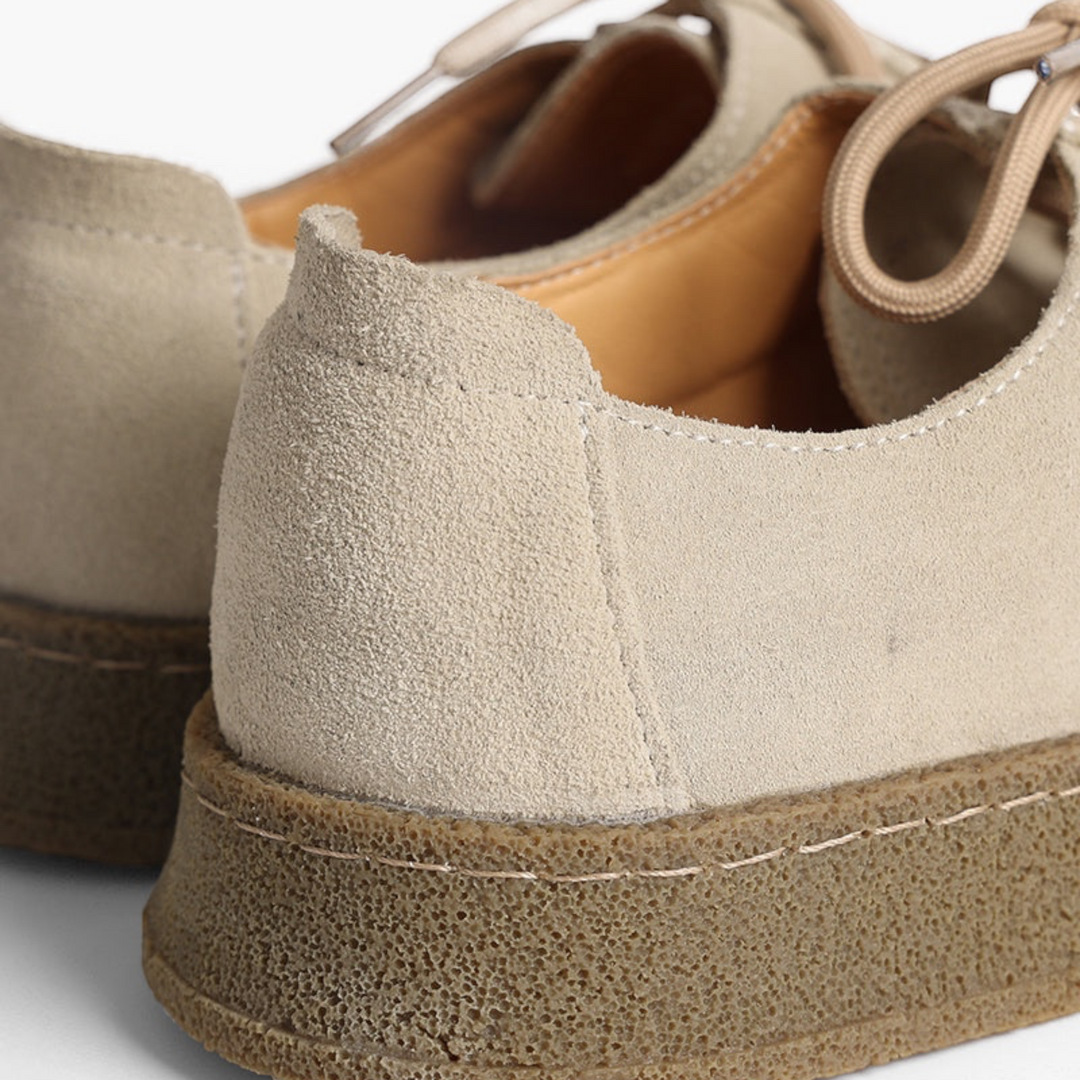 Luna Moda BRYAN beige calf suede slip-on shoes with textured rubber soles and delicate stitching details