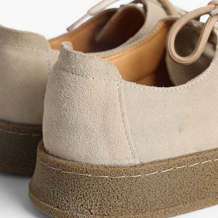 Luna Moda BRYAN beige calf suede slip-on shoes with textured rubber soles and delicate stitching details