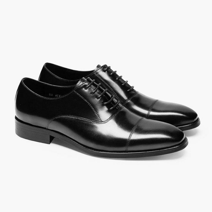 Luna Moda ETTORE black leather oxford shoes with fine stitching and a polished finish for a formal look.
