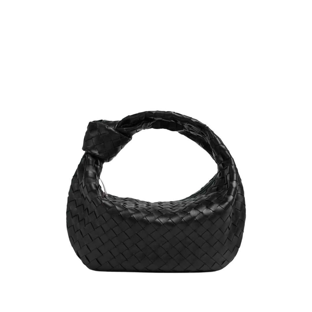 CHIARA di Luna Moda, borsa intrecciata con nodo, colore nero.