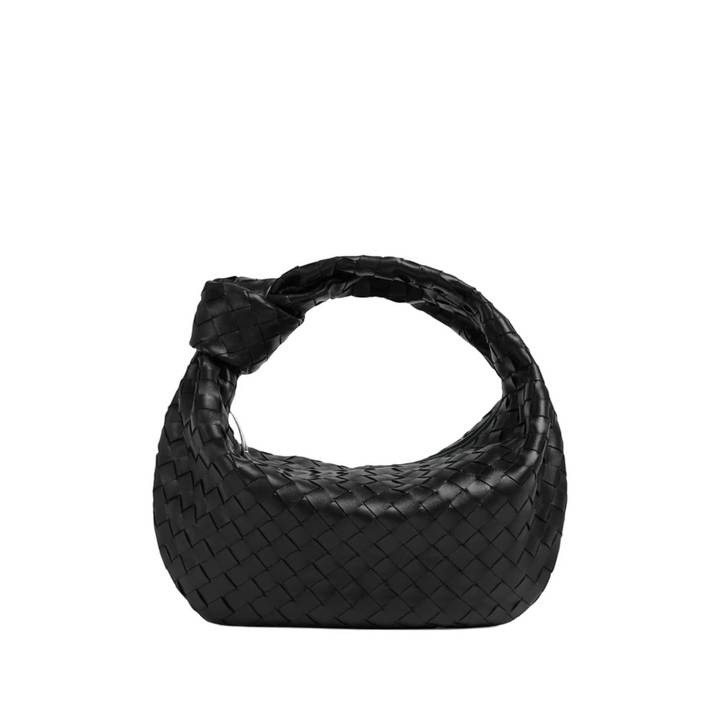 CHIARA di Luna Moda, borsa intrecciata con nodo, colore nero.