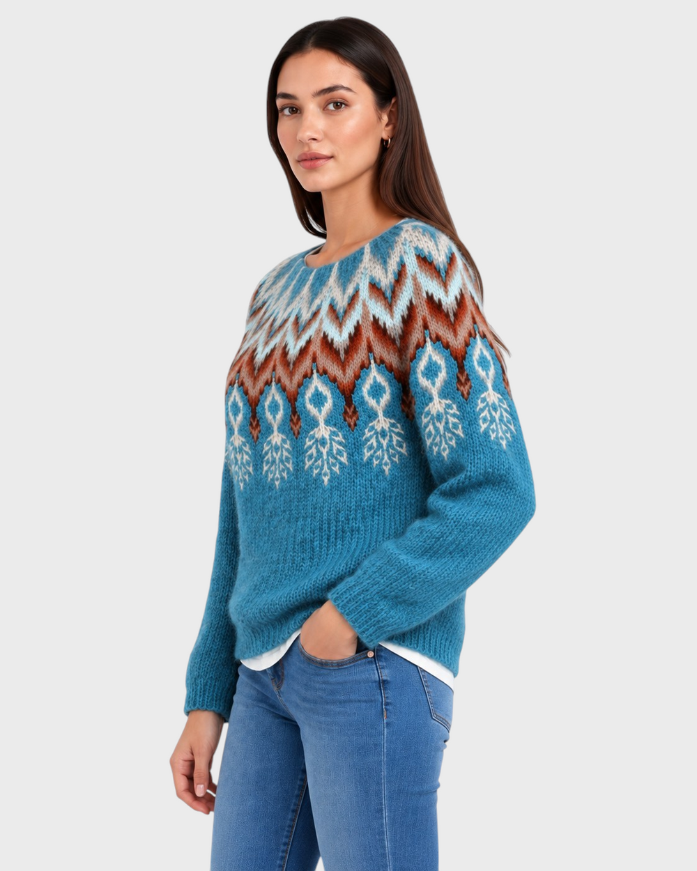 Gloria – Maglione con motivo a chevron in bianco | Luna Moda