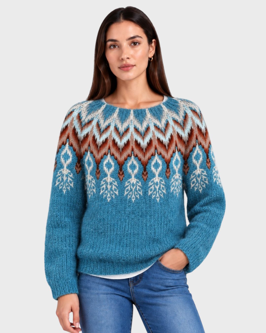 Gloria – Maglione con motivo a chevron in bianco | Luna Moda