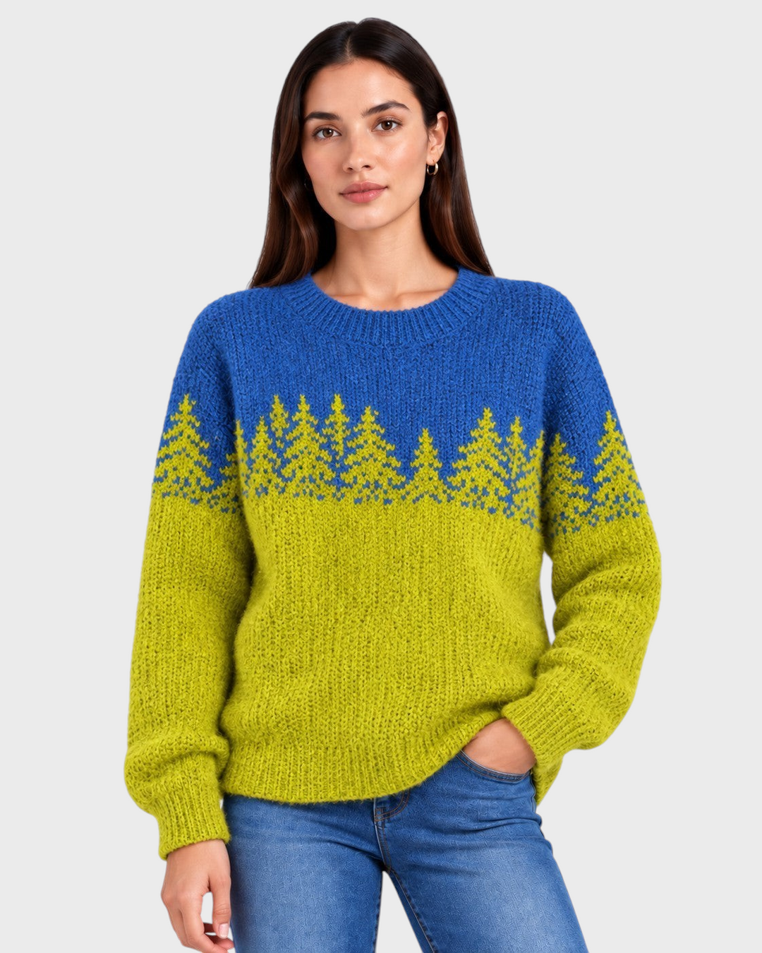 Lorena – Maglione girocollo in maglia soffice in verde | Luna Moda