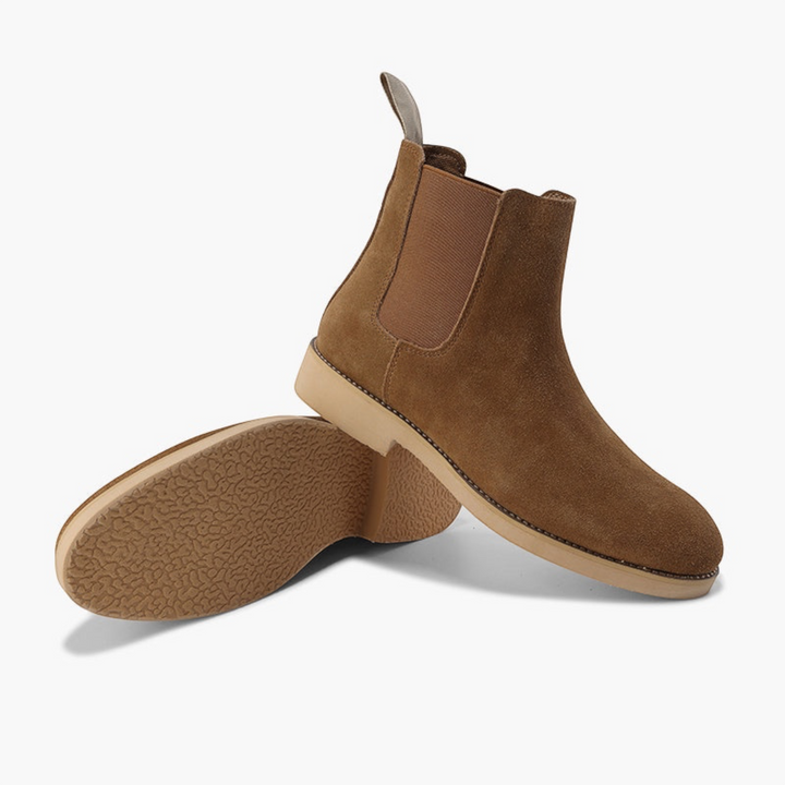 Luna Moda brown suede Chelsea boots with elastic side panels and a textured rubber sole