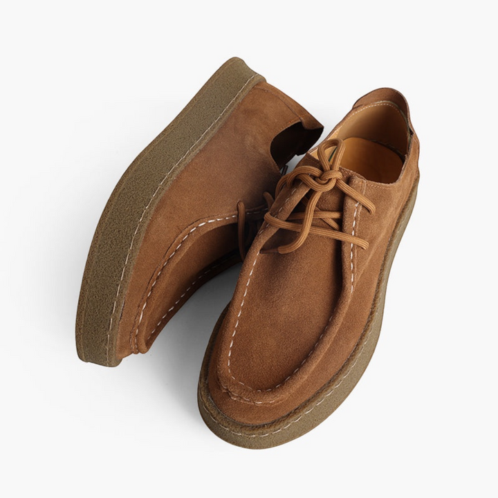 Luna Moda BRYAN brown calf suede slip-on moccasins with delicate stitching and a durable rubber sole