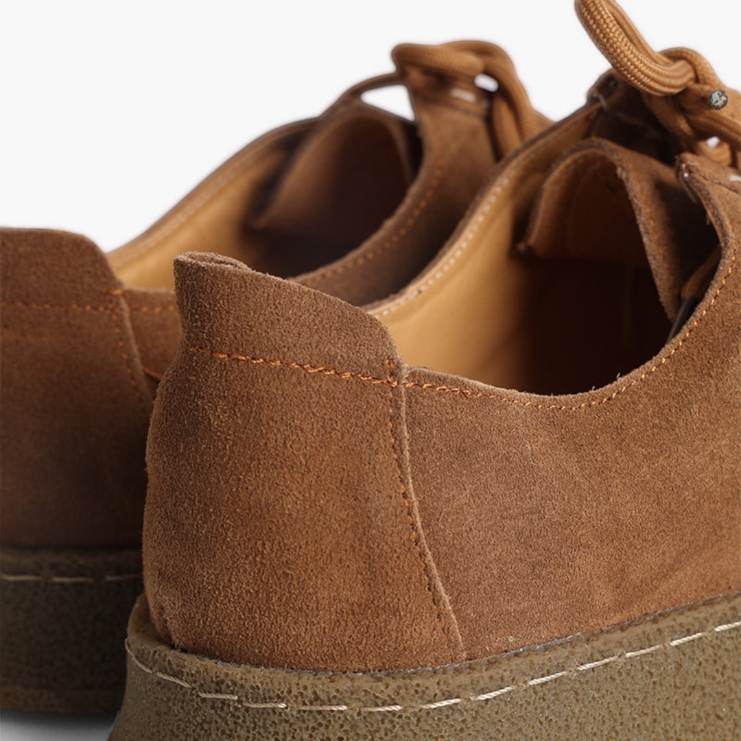 Luna Moda BRYAN brown suede slip-on moccasins with textured rubber sole and delicate stitching detail