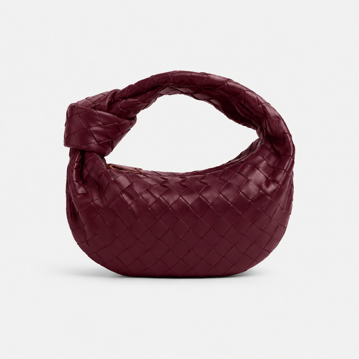CHIARA di Luna Moda, borsa intrecciata con nodo, colore bordeaux.