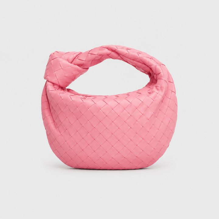 CHIARA di Luna Moda, borsa intrecciata con nodo, colore rosa.