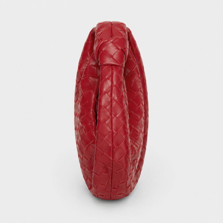 CHIARA di Luna Moda, borsa intrecciata con nodo, colore rosso, vista del fondo.