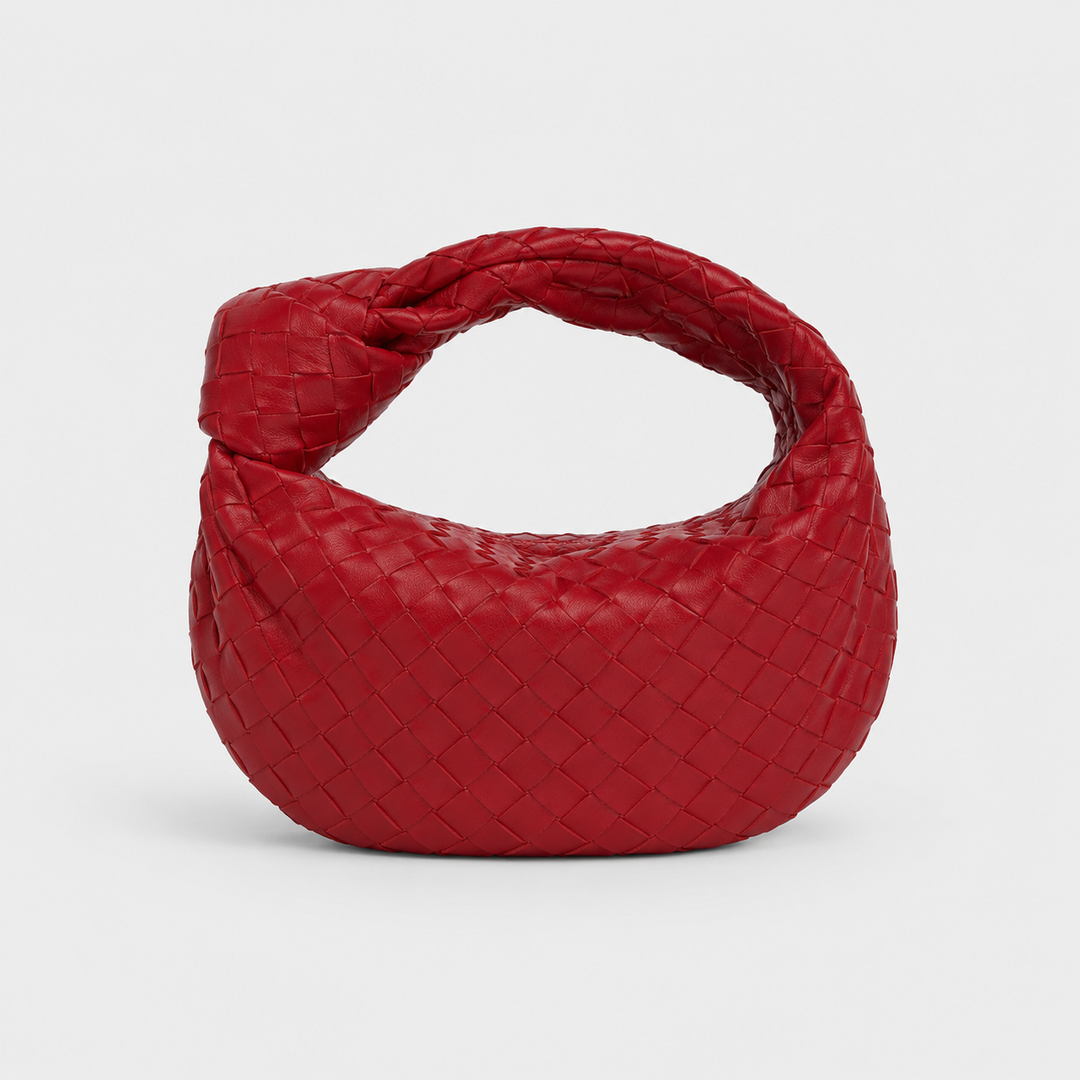 CHIARA di Luna Moda, borsa intrecciata con nodo, colore rosso.