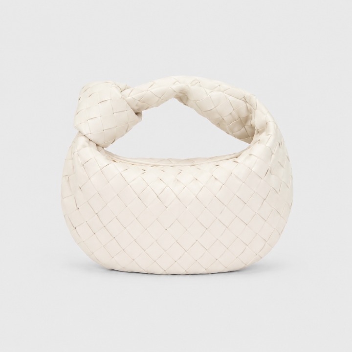 CHIARA di Luna Moda, borsa intrecciata con nodo, colore bianco.