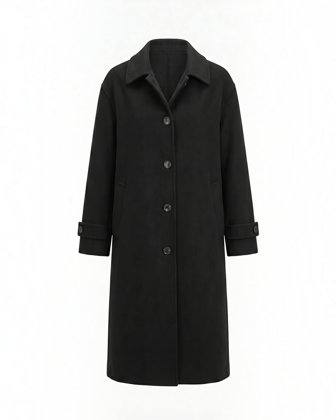 Cappotto MARISA nero, vista frontale del capo — LUNA MODA.