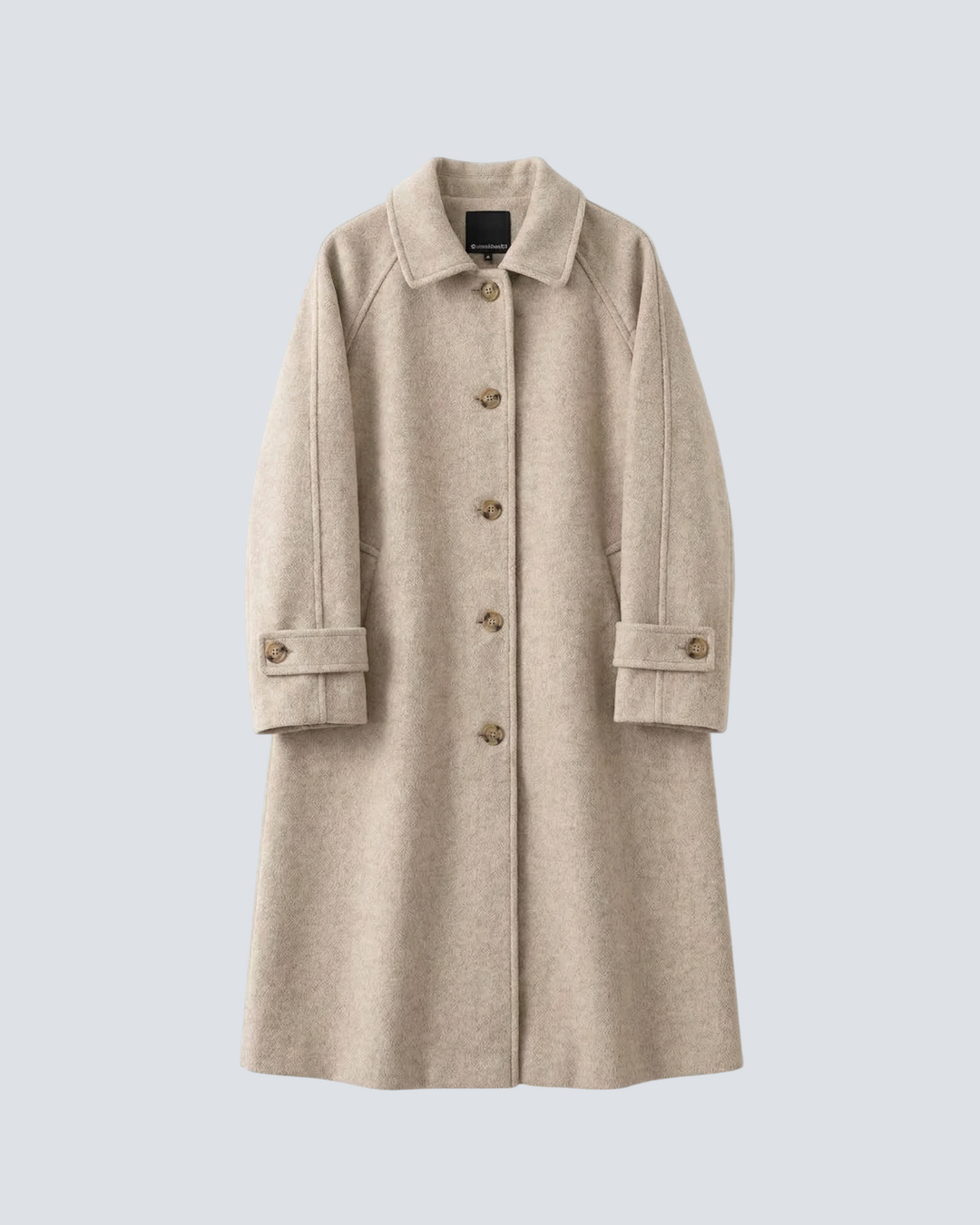 Cappotto MARISA beige, vista frontale del capo — LUNA MODA.