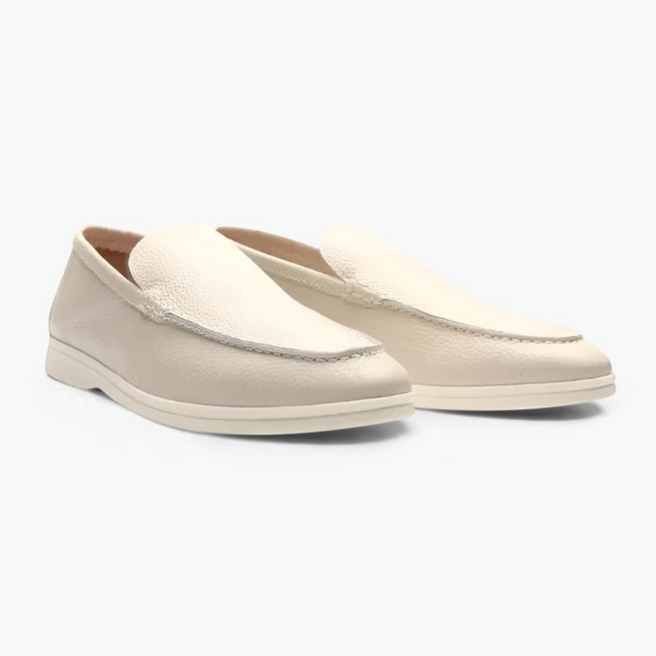 Luna Moda DENIS off-white leather loafers with stitched upper and comfortable leather insole for casual style