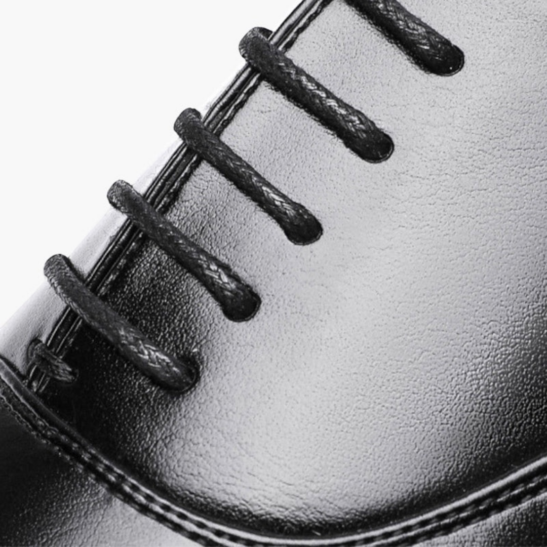 Luna Moda ETTORE black leather moccasins with fine stitching and durable lace-up detail