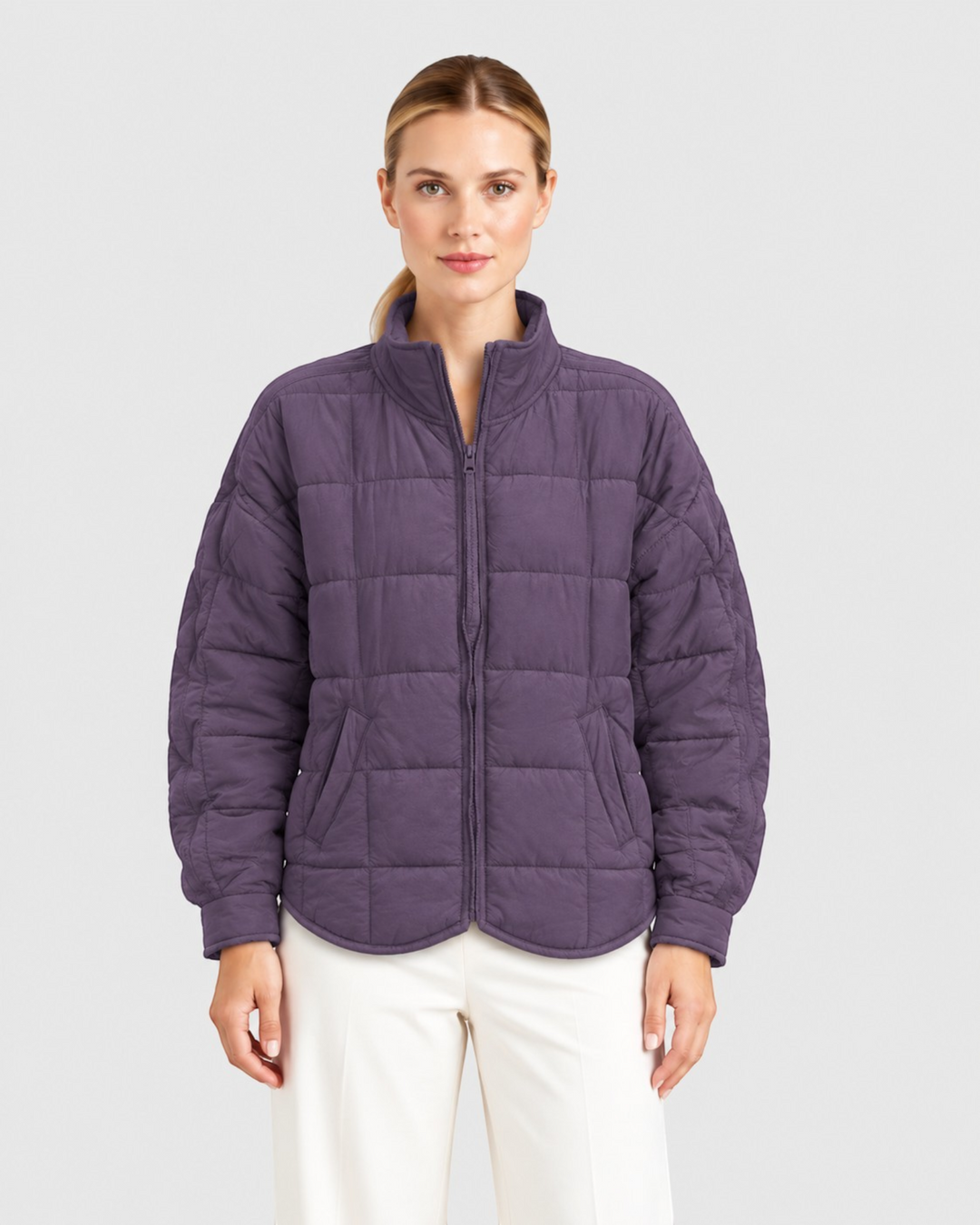 GABRIELLA, giacca trapuntata con zip, indossata – Luna Moda