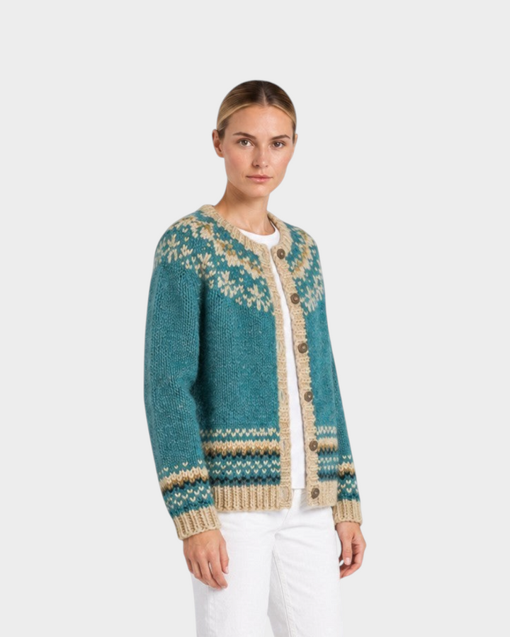 Giada – Cardigan con motivo nordico in crema | Luna Moda