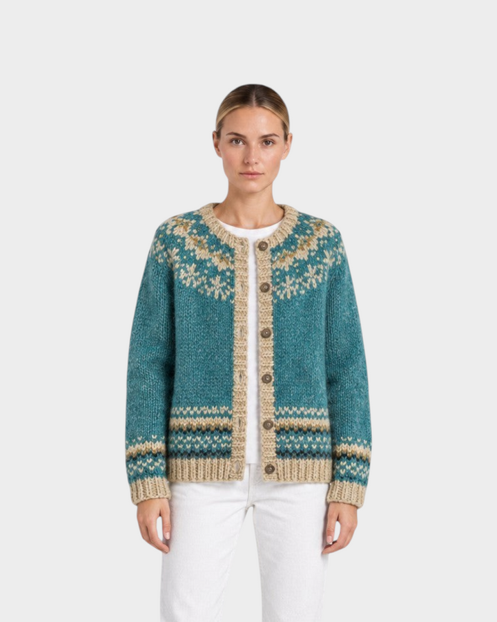 Giada – Cardigan con motivo nordico in bianco | Luna Moda